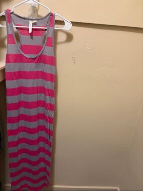 Striped Racerback Maxi Dress - Pink & Gray
